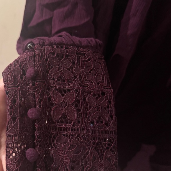 Free People Deep Purple Lace Women's Blouse - Picture 4 of 6